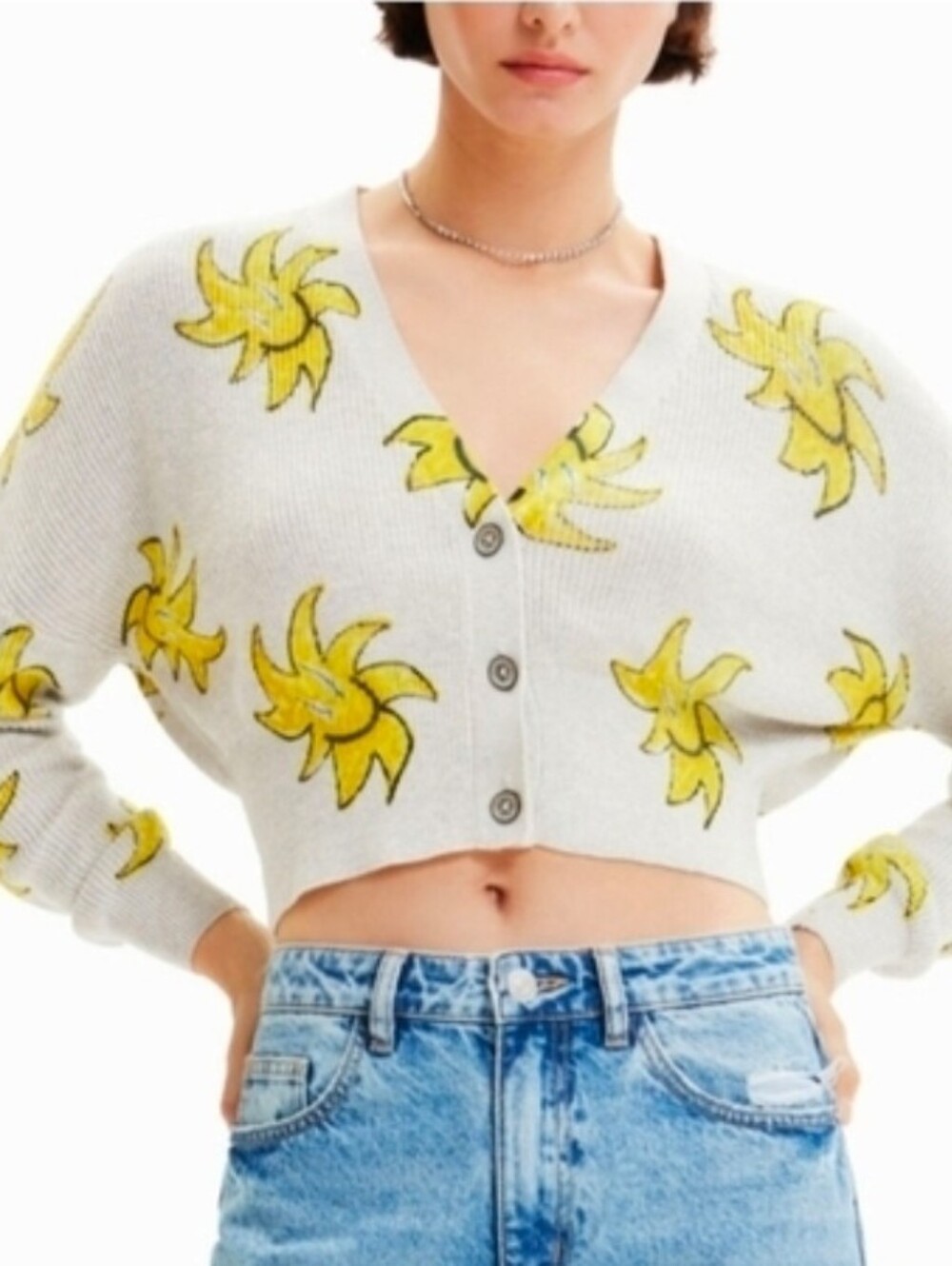 Desigual Floral Women's Short knit sun cardigan XL New